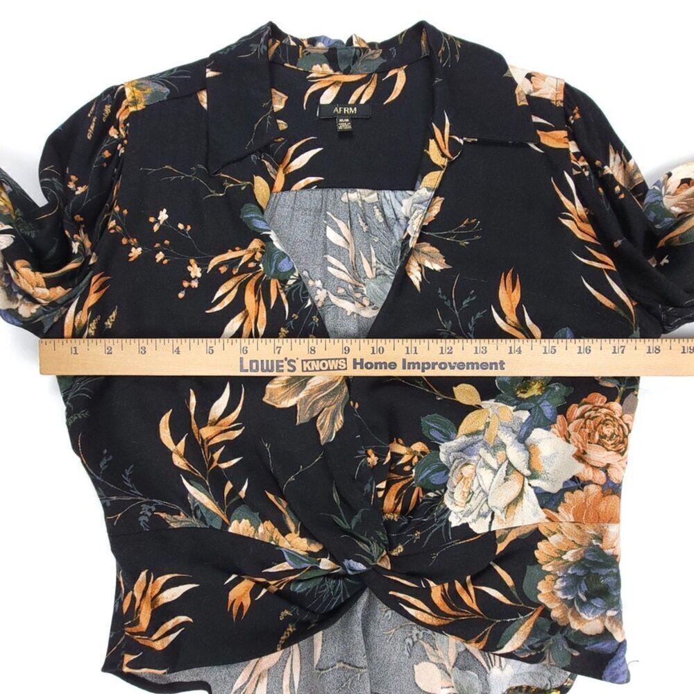 AFRM Ethereal Knot Front Smocked Long Sleeve Crop Top Medium Vintage Floral - Picture 4 of 8